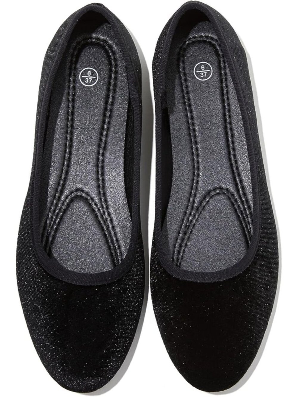 Women's Black Velvet Ballet Flats Casual Dress Shoes Soft Slip On Comfortable